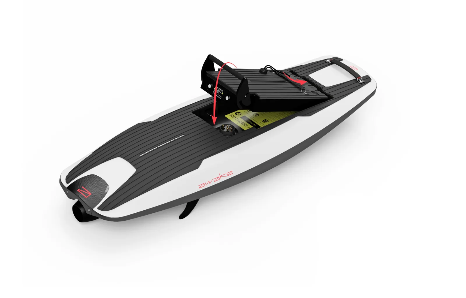 Flex battery being slid front-first into a RÄVIK battery compartment