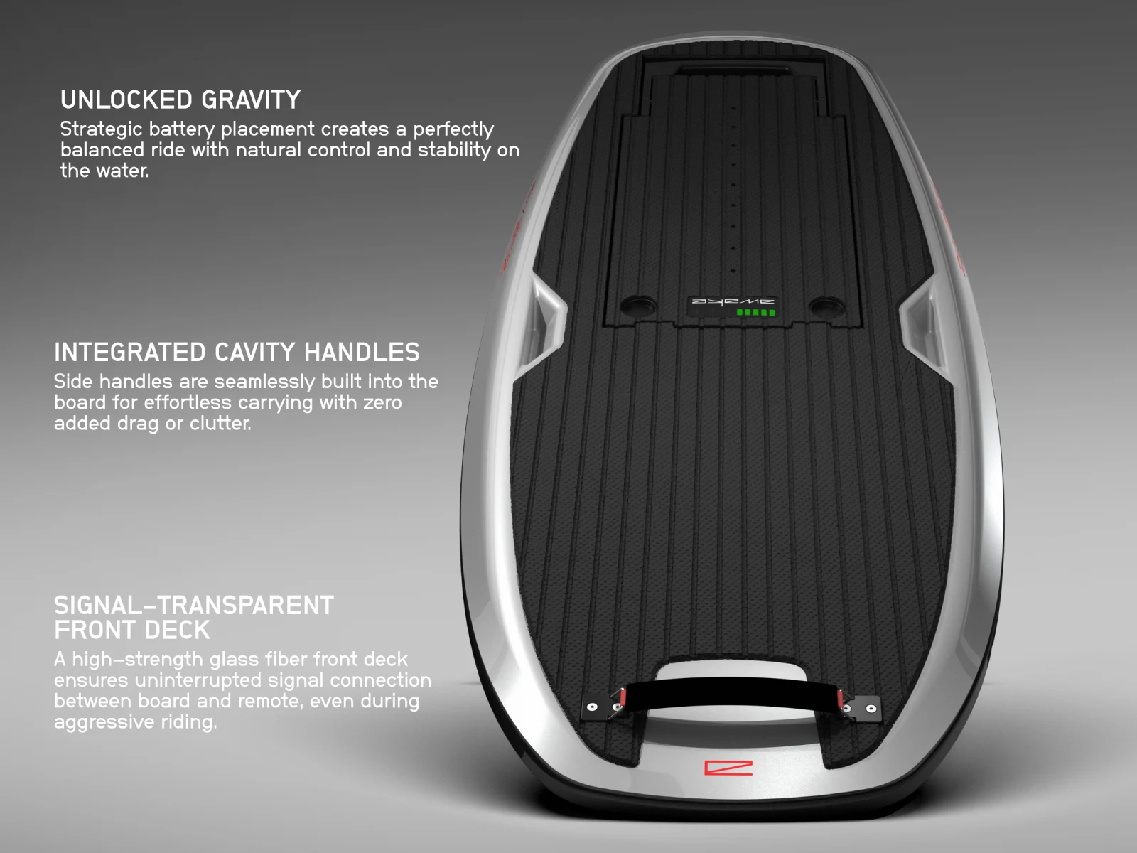 VINGA Carve top-down — unlocked gravity, integrated cavity handles, signal-transparent front deck